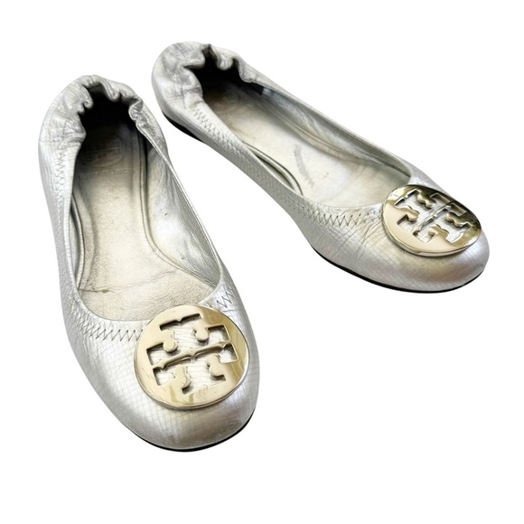 Tory Burch Leather Silver Metallic Ballet Flat Size 6.5 - Picture 13 of 13
